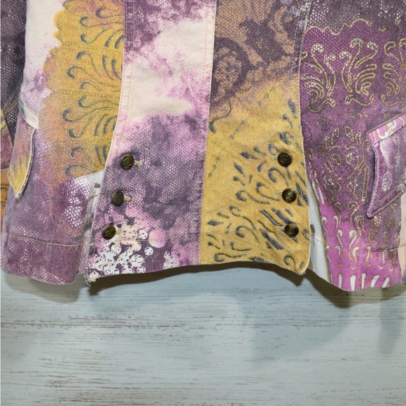 Just Cavalli patchwork abstract purple golden glittery floral blazer jacket - Picture 3 of 5